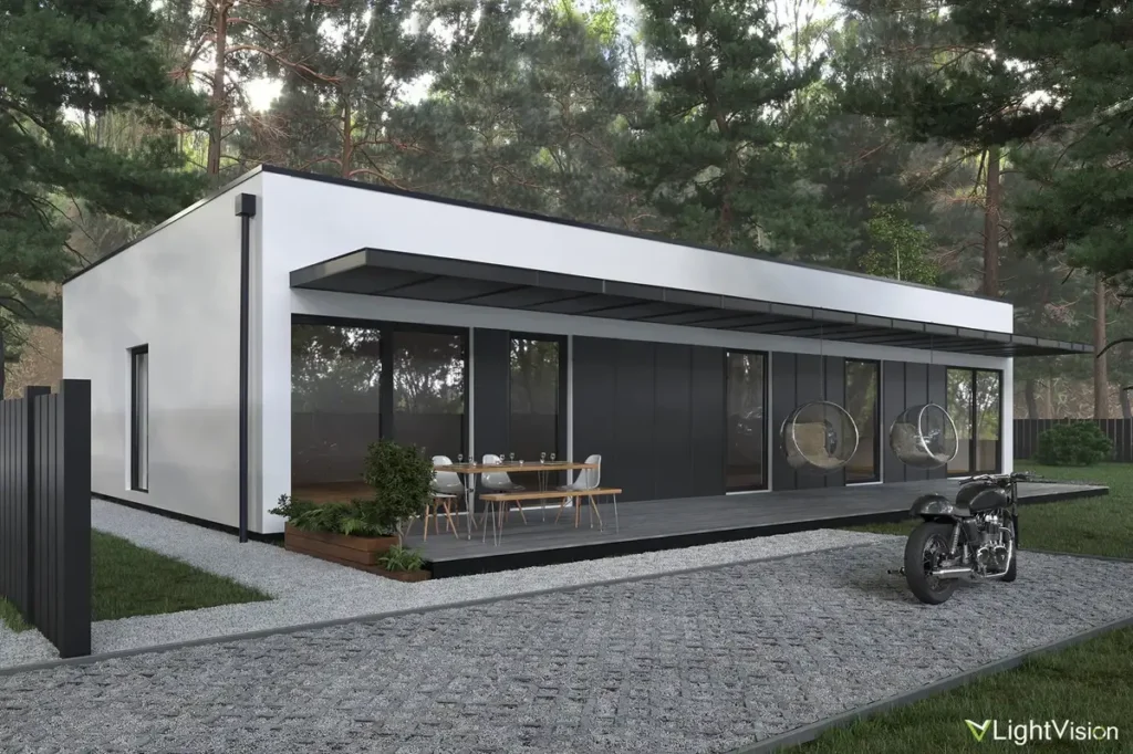 wizualizacje architektoniczne 3d domu pasywnego w lesie. LightVision Studio