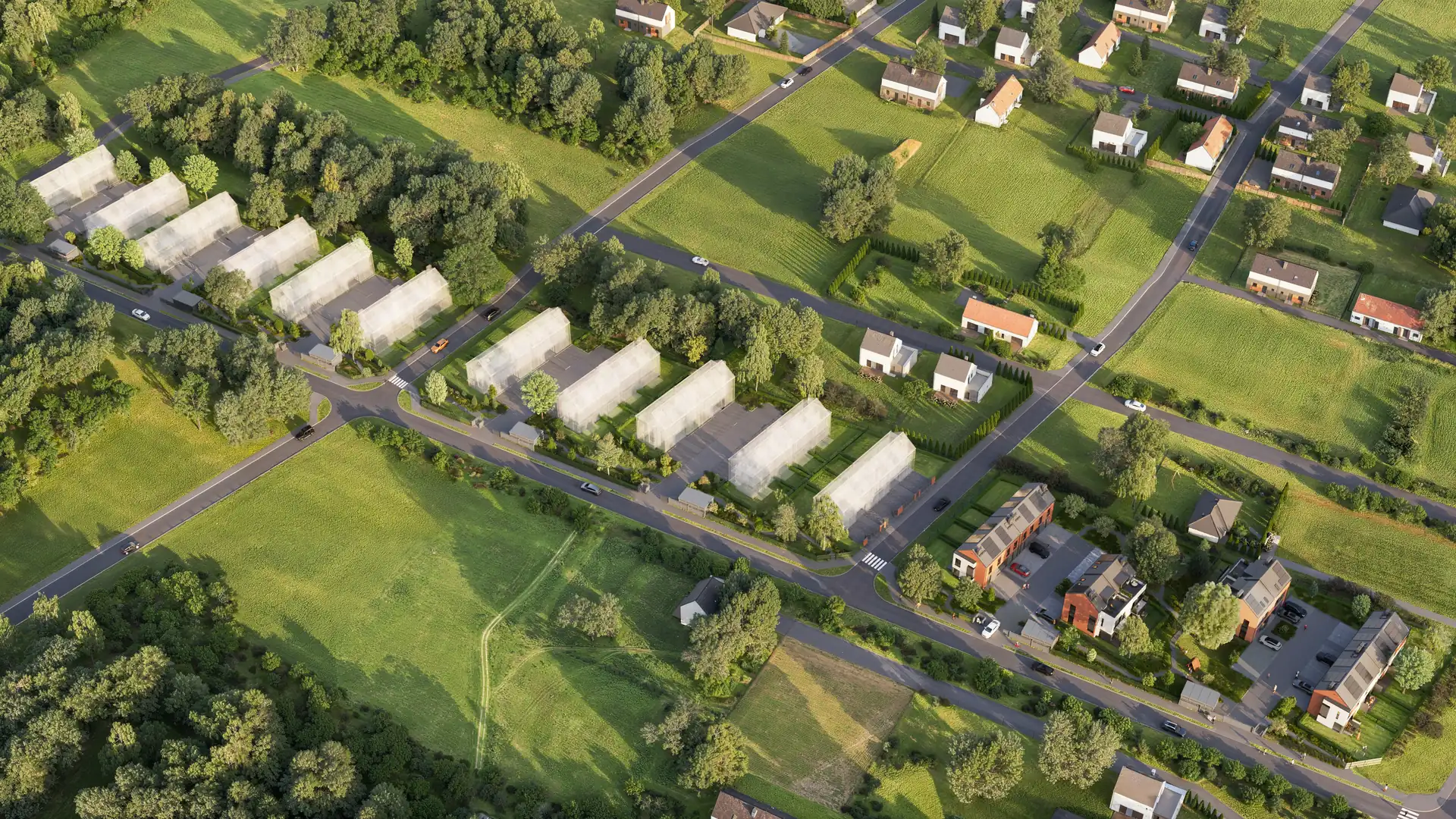 Interactive 3D masterplan of the Zakątek Chmielna terraced housing development in Żyrardów