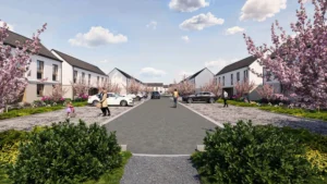 Complete marketing visuals for the Aleje Kwitnącej Wiśni development