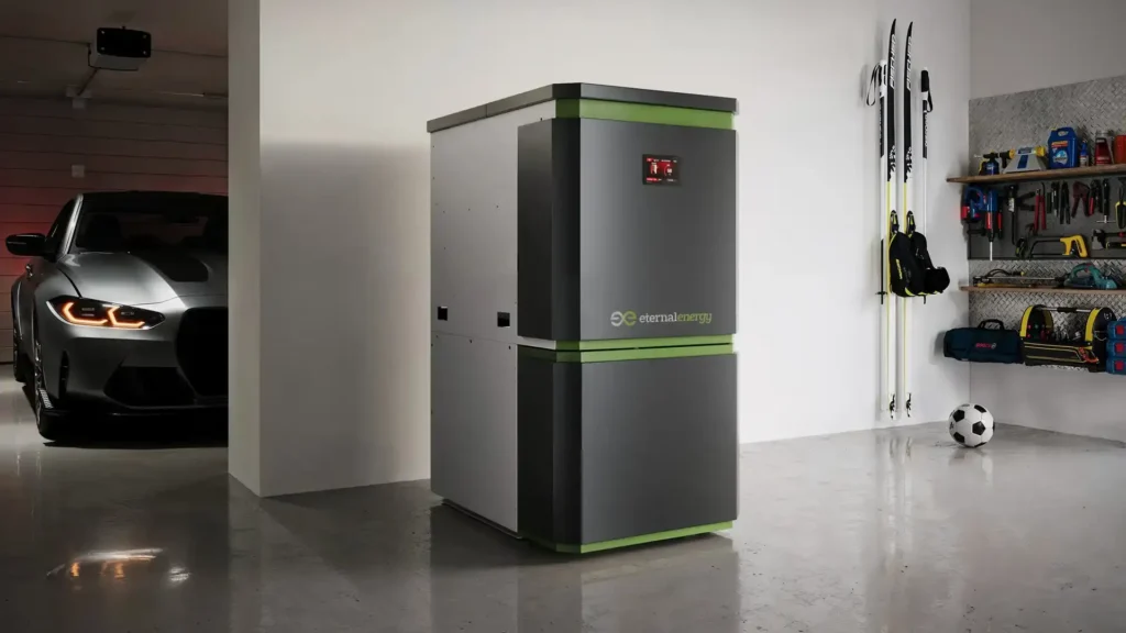 3D animation showing an Eternal Energy pellet boiler at work